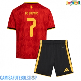 Camisa de time de futebol Bélgica Kevin De Bruyne #7 Replicas 1º Equipamento Infantil Mundo 2026 Manga Curta (+ Calças curtas)